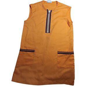 Vintage 70s Girls 7 1970s Sears Perma-Prest Dayglo Orange Sleeveless House Dress